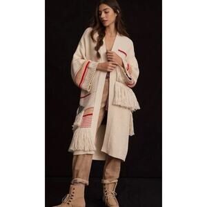 Anthropologie Pilcro Fringed Duster Cardigan Kimono Aztec Boho Tribal One Size